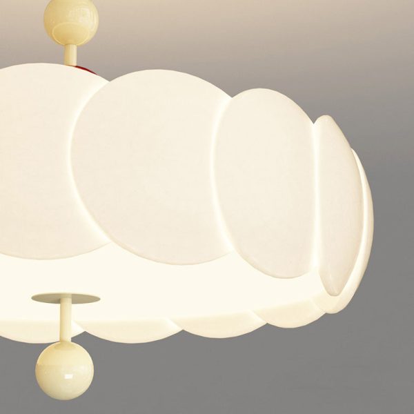 Contemporary Scandinavian PE Iron Creamy Rippled Pumpkin Round LED Semi-Flush Mount Ceiling Light For Bedroom & Living Room - Image 9