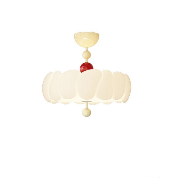 Contemporary Scandinavian PE Iron Creamy Rippled Pumpkin Round LED Semi-Flush Mount Ceiling Light For Bedroom & Living Room - Image 28