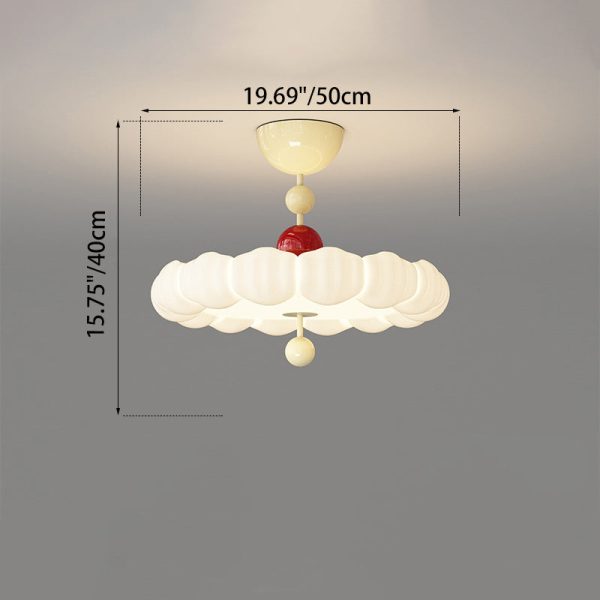 Contemporary Scandinavian PE Iron Creamy Rippled Pumpkin Round LED Semi-Flush Mount Ceiling Light For Bedroom & Living Room - Image 7