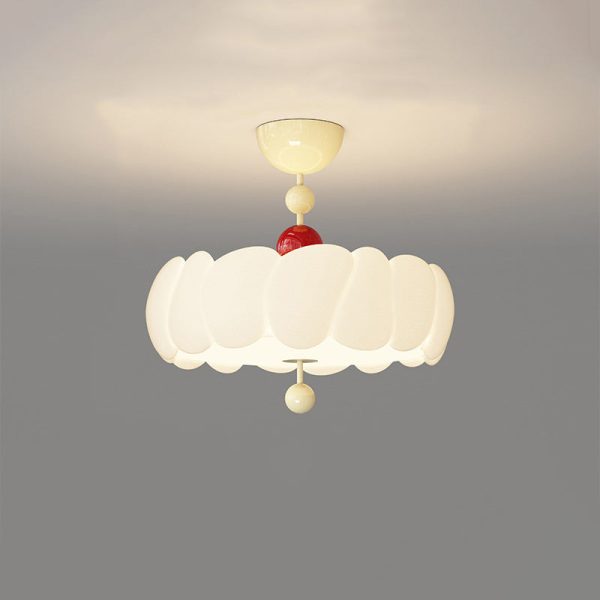 Contemporary Scandinavian PE Iron Creamy Rippled Pumpkin Round LED Semi-Flush Mount Ceiling Light For Bedroom & Living Room - Image 22