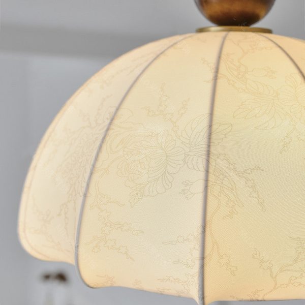Traditional Vintage Metal Wood Fabric Patterned Semi-Circle 1-Light Semi-Flush Mount Ceiling Light For Bedroom & Living Room - Image 6