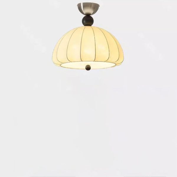 Traditional Vintage Metal Wood Fabric Patterned Semi-Circle 1-Light Semi-Flush Mount Ceiling Light For Bedroom & Living Room - Image 10