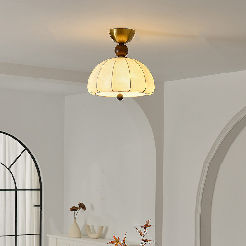 BS-Lighting-AW02076-6.jpg Traditional Vintage Metal Wood Fabric Patterned Semi-Circle 1-Light Semi-Flush Mount Ceiling Light For Bedroom & Living Room - Image 1