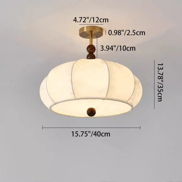 Traditional Vintage Metal Wood Fabric Flat Globe 4/5-Light Semi-Flush Mount Ceiling Light For Bedroom & Living Room - Image 4