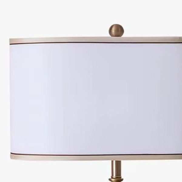 Traditional Vintage Fabric Marble Metal Oval Hollow 1-Light Table Lamp For Bedroom & Living Room - Image 5