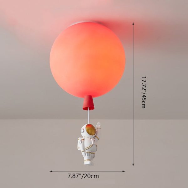 Modern Art Deco Acrylic Astronaut Balloon Design 1-Light Semi-Flush Mount Ceiling Light For Bedroom & Living Room - Image 4