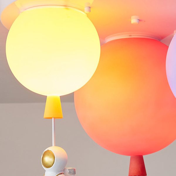 Modern Art Deco Acrylic Astronaut Balloon Design 1-Light Semi-Flush Mount Ceiling Light For Bedroom & Living Room - Image 6