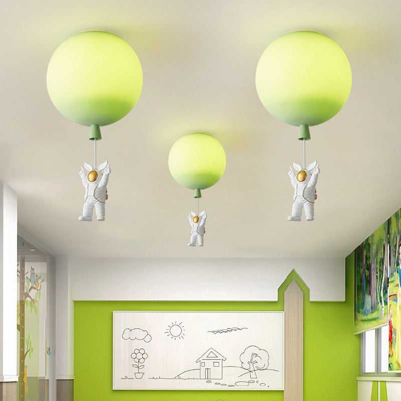 BS-Lighting-AW02130-16.jpg Modern Art Deco Acrylic Astronaut Balloon Design 1-Light Semi-Flush Mount Ceiling Light For Bedroom & Living Room - Image 1