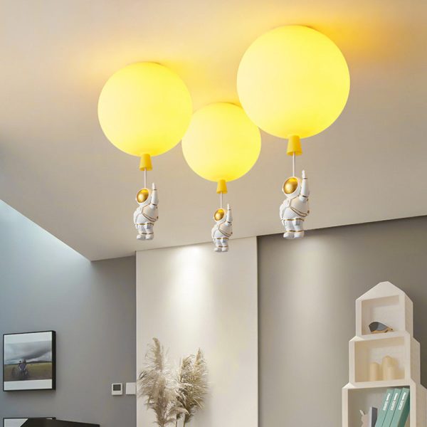 Modern Art Deco Acrylic Astronaut Balloon Design 1-Light Semi-Flush Mount Ceiling Light For Bedroom & Living Room - Image 8