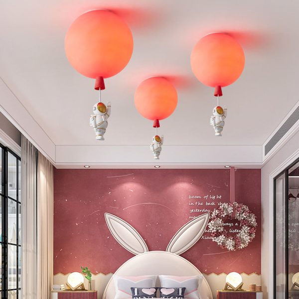 Modern Art Deco Acrylic Astronaut Balloon Design 1-Light Semi-Flush Mount Ceiling Light For Bedroom & Living Room - Image 9