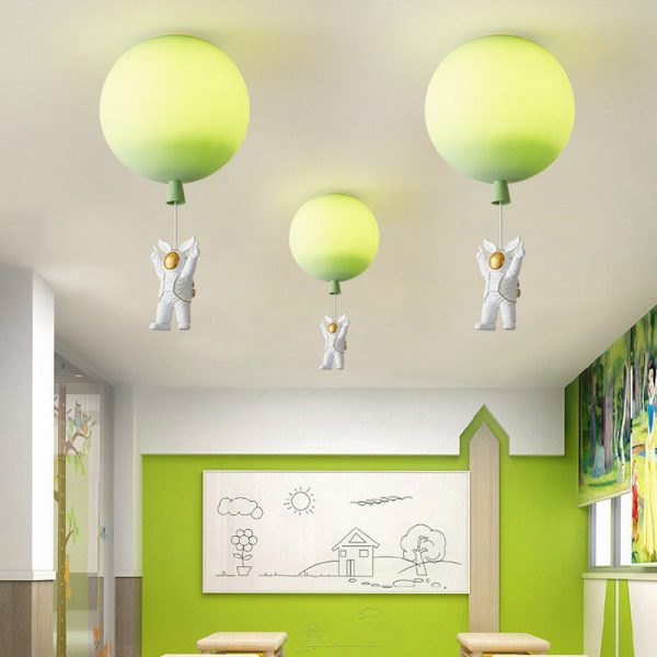 Modern Art Deco Acrylic Astronaut Balloon Design 1-Light Semi-Flush Mount Ceiling Light For Bedroom & Living Room - Image 11