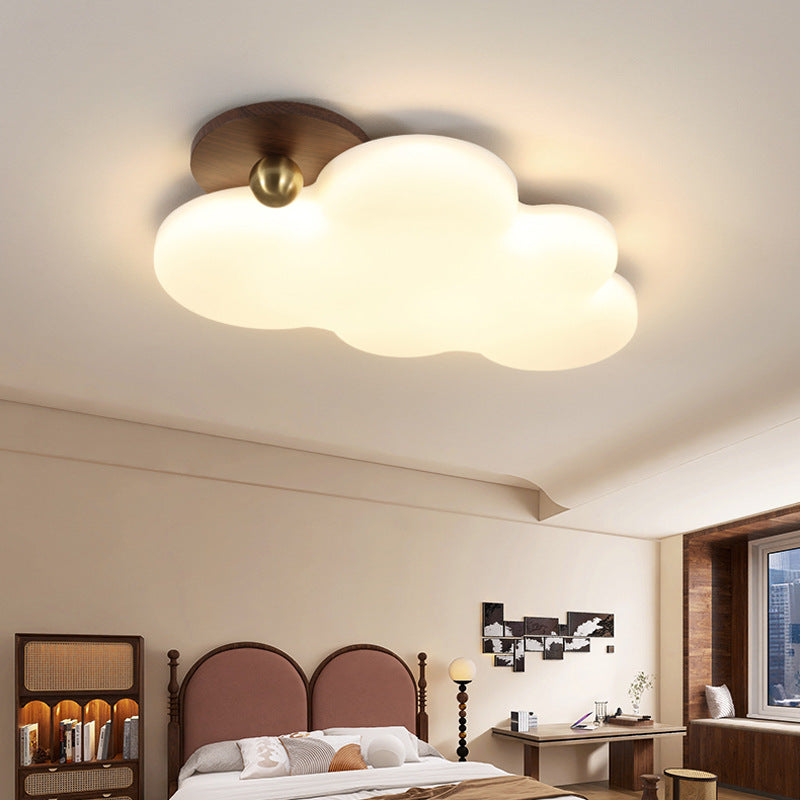 BS-Lighting-AW02133-1-42eab364-ff2d-469a-a26c-71f62e29fd38.jpg Traditional Vintage PE Rubber Wood Cream Cloud Curved LED Flush Mount Ceiling Light For Bedroom & Living Room - Image 1