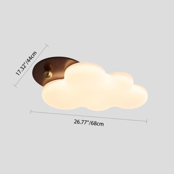 Traditional Vintage PE Rubber Wood Cream Cloud Curved LED Flush Mount Ceiling Light For Bedroom & Living Room - Image 4