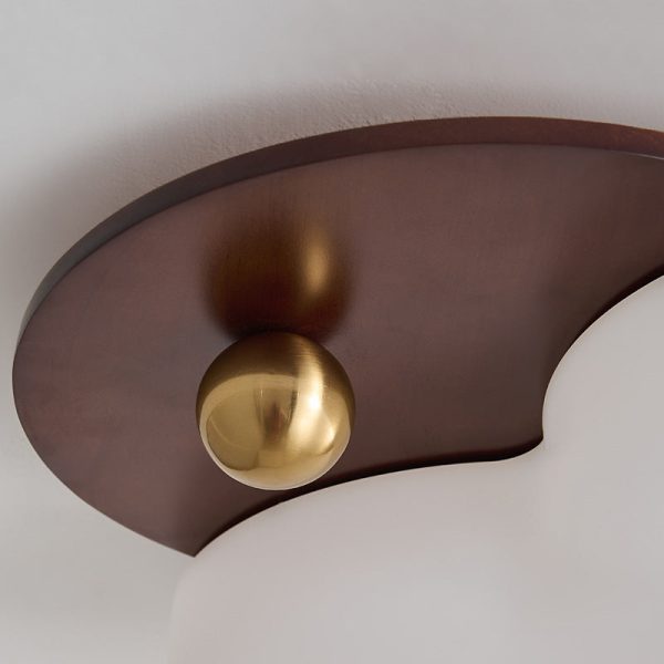 Traditional Vintage PE Rubber Wood Cream Cloud Curved LED Flush Mount Ceiling Light For Bedroom & Living Room - Image 6