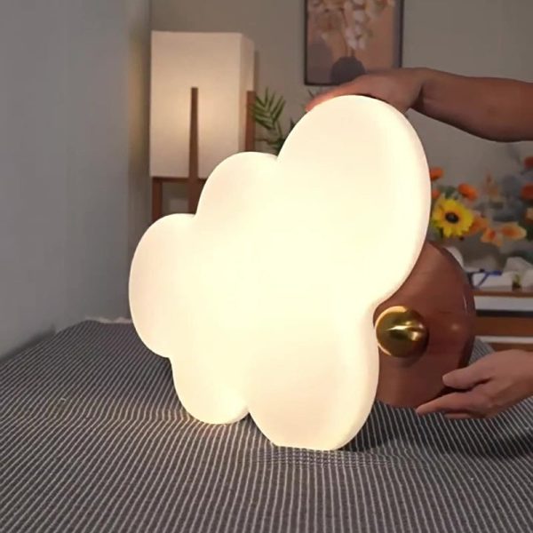 Traditional Vintage PE Rubber Wood Cream Cloud Curved LED Flush Mount Ceiling Light For Bedroom & Living Room - Image 8