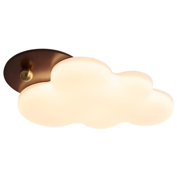 Traditional Vintage PE Rubber Wood Cream Cloud Curved LED Flush Mount Ceiling Light For Bedroom & Living Room - Image 14