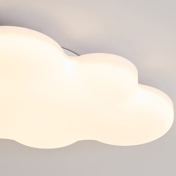 Traditional Vintage PE Rubber Wood Cream Cloud Curved LED Flush Mount Ceiling Light For Bedroom & Living Room - Image 7
