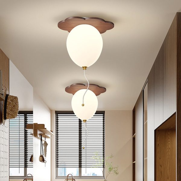 Contemporary Creative PE Rubberwood Balloon Animal Flower LED Semi-Flush Mount Ceiling Light For Bedroom & Living Room - Image 2