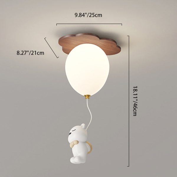 Contemporary Creative PE Rubberwood Balloon Animal Flower LED Semi-Flush Mount Ceiling Light For Bedroom & Living Room - Image 5