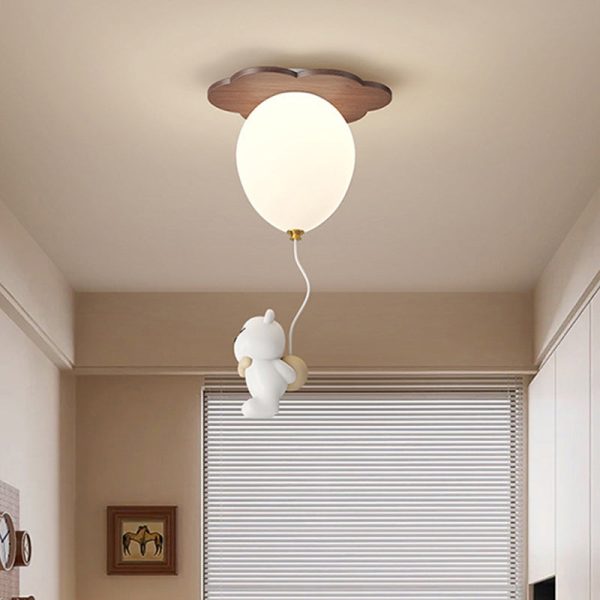 Contemporary Creative PE Rubberwood Balloon Animal Flower LED Semi-Flush Mount Ceiling Light For Bedroom & Living Room - Image 3
