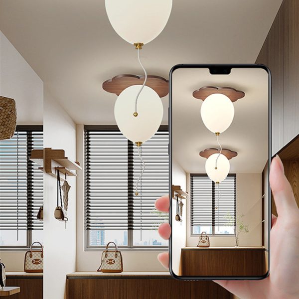 Contemporary Creative PE Rubberwood Balloon Animal Flower LED Semi-Flush Mount Ceiling Light For Bedroom & Living Room - Image 10
