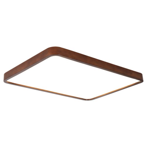 Traditional Chinese Acrylic Wood Metal Rectangular LED Flush Mount Ceiling Light For Living Room - Image 12