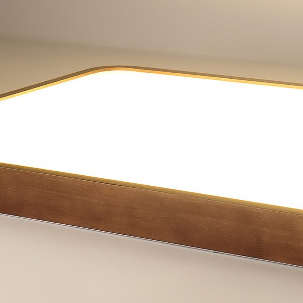 Traditional Chinese Acrylic Wood Metal Rectangular LED Flush Mount Ceiling Light For Living Room - Image 9