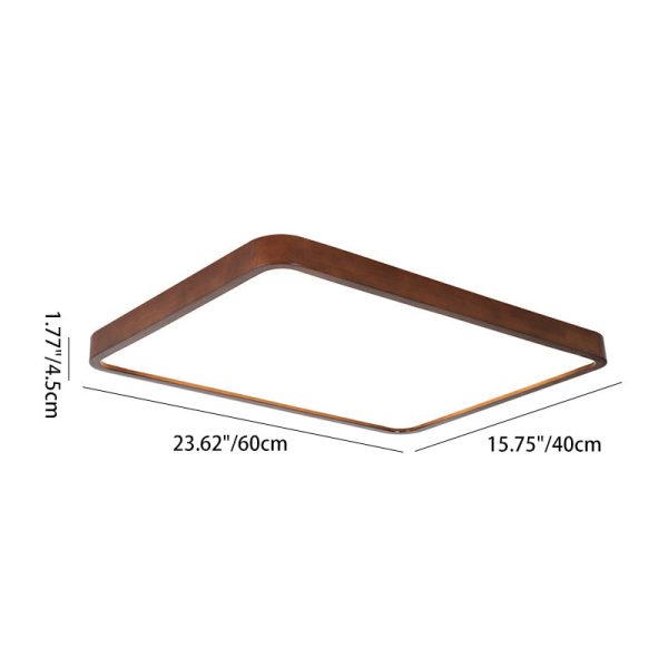 Traditional Chinese Acrylic Wood Metal Rectangular LED Flush Mount Ceiling Light For Living Room - Image 4