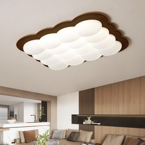 Modern Minimalist PE Solid Wood Floral Square LED Flush Mount Ceiling Light For Bedroom & Living Room - Image 3