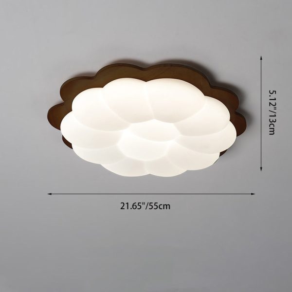Modern Minimalist PE Solid Wood Floral Square LED Flush Mount Ceiling Light For Bedroom & Living Room - Image 4