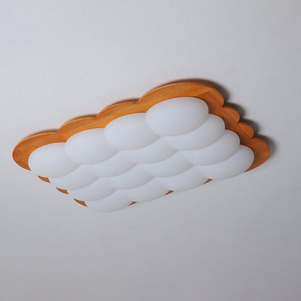 Modern Minimalist PE Solid Wood Floral Square LED Flush Mount Ceiling Light For Bedroom & Living Room - Image 17