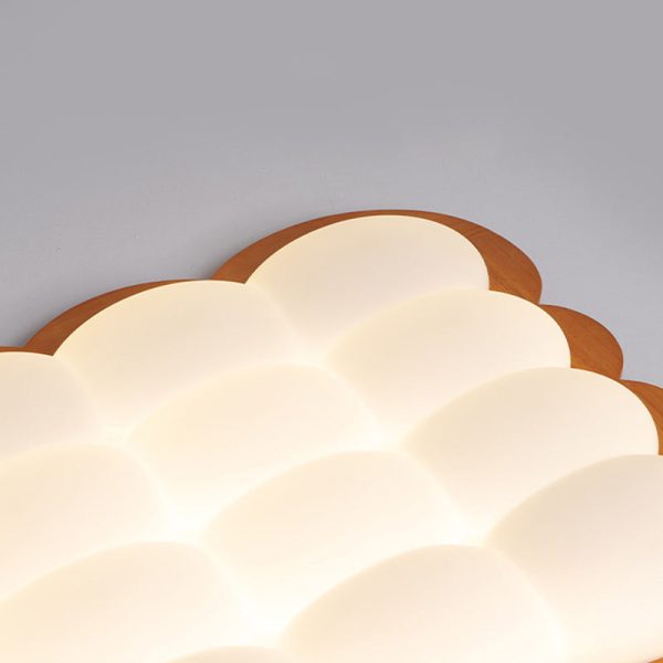 Modern Minimalist PE Solid Wood Floral Square LED Flush Mount Ceiling Light For Bedroom & Living Room - Image 8