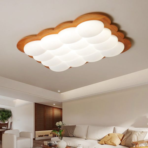 Modern Minimalist PE Solid Wood Floral Square LED Flush Mount Ceiling Light For Bedroom & Living Room - Image 15