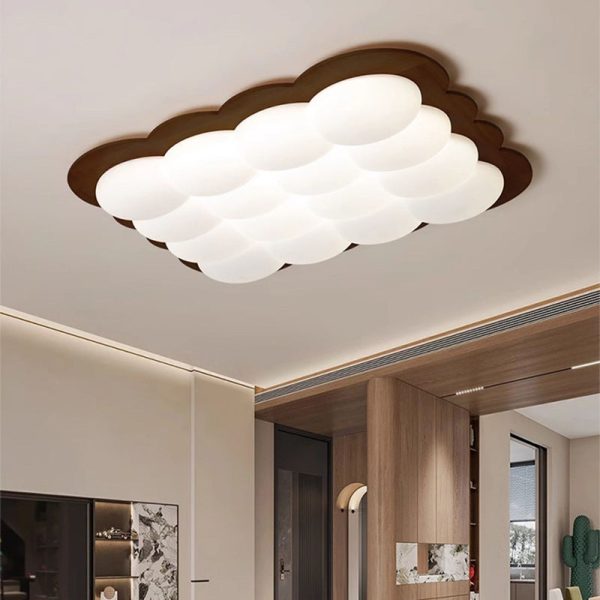 Modern Minimalist PE Solid Wood Floral Square LED Flush Mount Ceiling Light For Bedroom & Living Room - Image 14