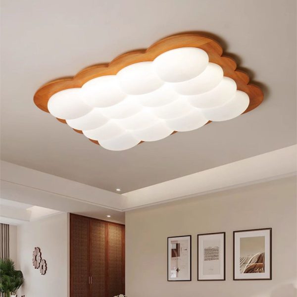 Modern Minimalist PE Solid Wood Floral Square LED Flush Mount Ceiling Light For Bedroom & Living Room - Image 16