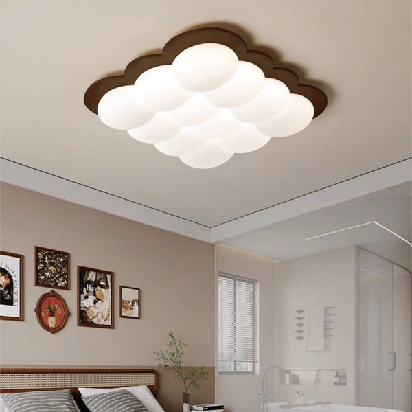 Modern Minimalist PE Solid Wood Floral Square LED Flush Mount Ceiling Light For Bedroom & Living Room - Image 12