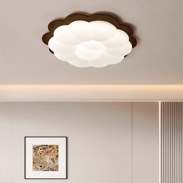Modern Minimalist PE Solid Wood Floral Square LED Flush Mount Ceiling Light For Bedroom & Living Room - Image 11