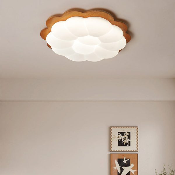 Modern Minimalist PE Solid Wood Floral Square LED Flush Mount Ceiling Light For Bedroom & Living Room - Image 10