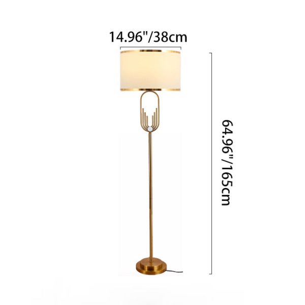 Contemporary Scandinavian Fabric Iron Oval-U Shape Round 1-Light Standing Floor Lamp For Bedroom & Living Room - Image 4