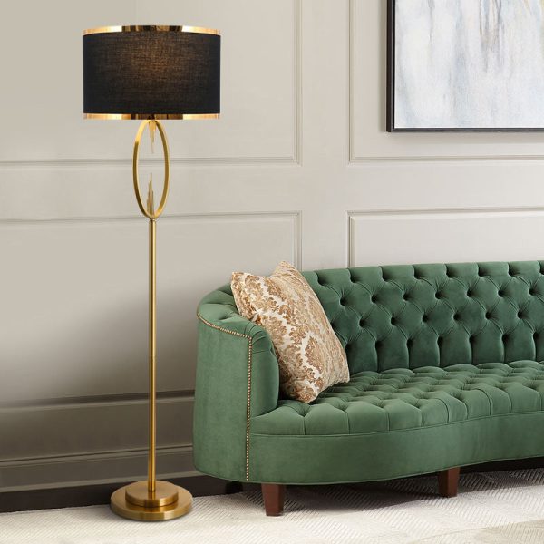 Contemporary Scandinavian Fabric Iron Oval-U Shape Round 1-Light Standing Floor Lamp For Bedroom & Living Room - Image 2