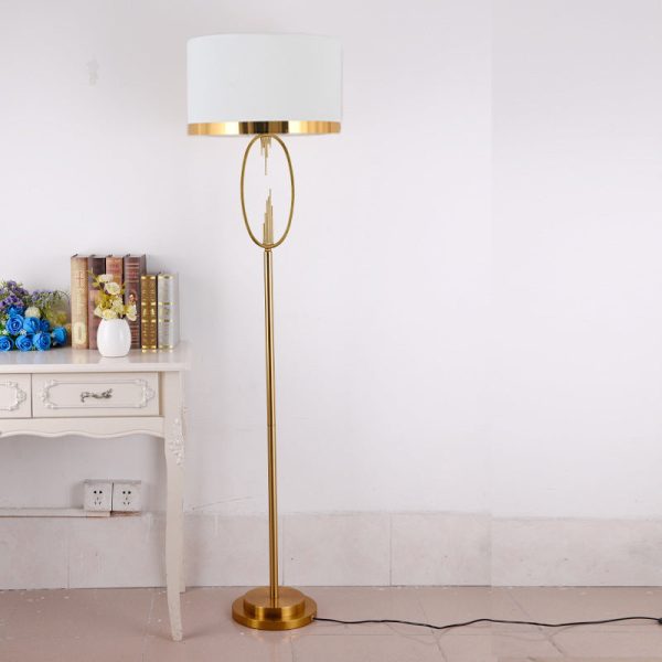 Contemporary Scandinavian Fabric Iron Oval-U Shape Round 1-Light Standing Floor Lamp For Bedroom & Living Room - Image 7