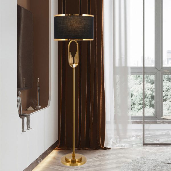 Contemporary Scandinavian Fabric Iron Oval-U Shape Round 1-Light Standing Floor Lamp For Bedroom & Living Room - Image 8