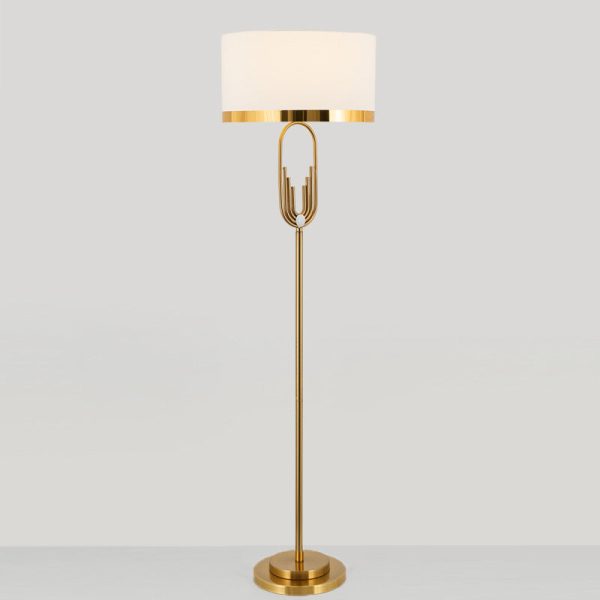 Contemporary Scandinavian Fabric Iron Oval-U Shape Round 1-Light Standing Floor Lamp For Bedroom & Living Room - Image 17