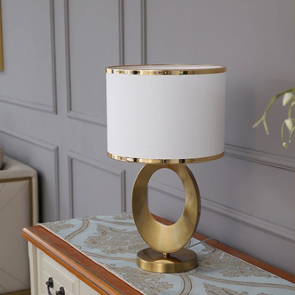 Contemporary Creative Fabric Metal Round-Ring 1-Light Table Lamp For Bedroom & Living Room - Image 8