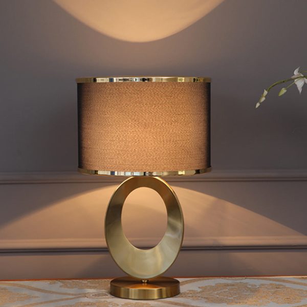 Contemporary Creative Fabric Metal Round-Ring 1-Light Table Lamp For Bedroom & Living Room - Image 10