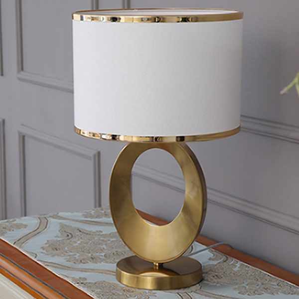 Contemporary Creative Fabric Metal Round-Ring 1-Light Table Lamp For Bedroom & Living Room - Image 17
