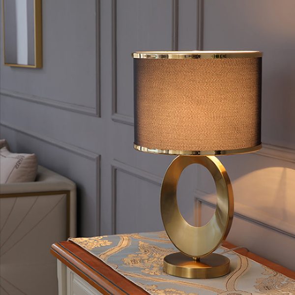 Contemporary Creative Fabric Metal Round-Ring 1-Light Table Lamp For Bedroom & Living Room - Image 11