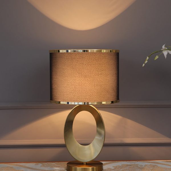 Contemporary Creative Fabric Metal Round-Ring 1-Light Table Lamp For Bedroom & Living Room - Image 12