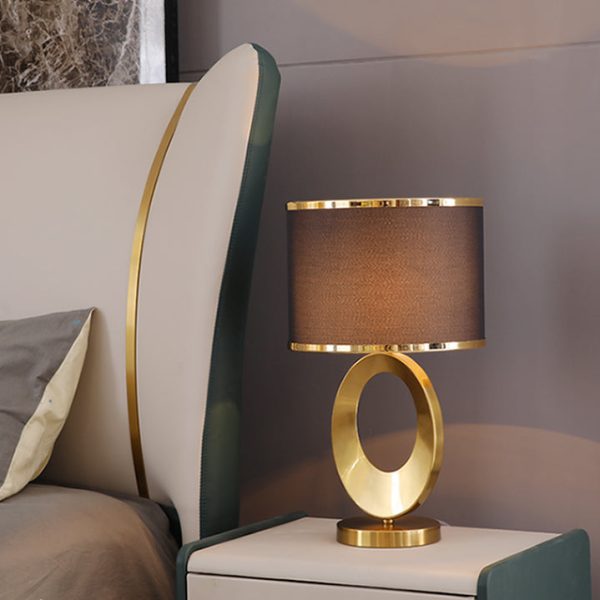 Contemporary Creative Fabric Metal Round-Ring 1-Light Table Lamp For Bedroom & Living Room - Image 13
