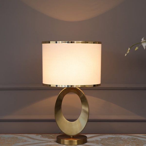 Contemporary Creative Fabric Metal Round-Ring 1-Light Table Lamp For Bedroom & Living Room - Image 14